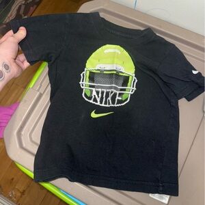 Nike Kids Black T-Shirt with Neon Green Helmet Graphic